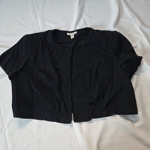 Dress Barn Open Front Top Womens 14/16 Black Pleated Minimalist Shoulder Pads